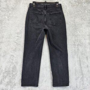 Old Navy Sky-Hi Straight Jeans Womens 10 Charcoal Wash High Rise Stretch